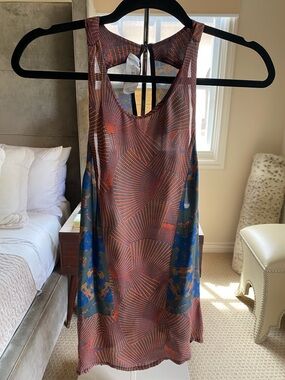 A.L.C. Rust and Navy Geometric-Print Tank Dress